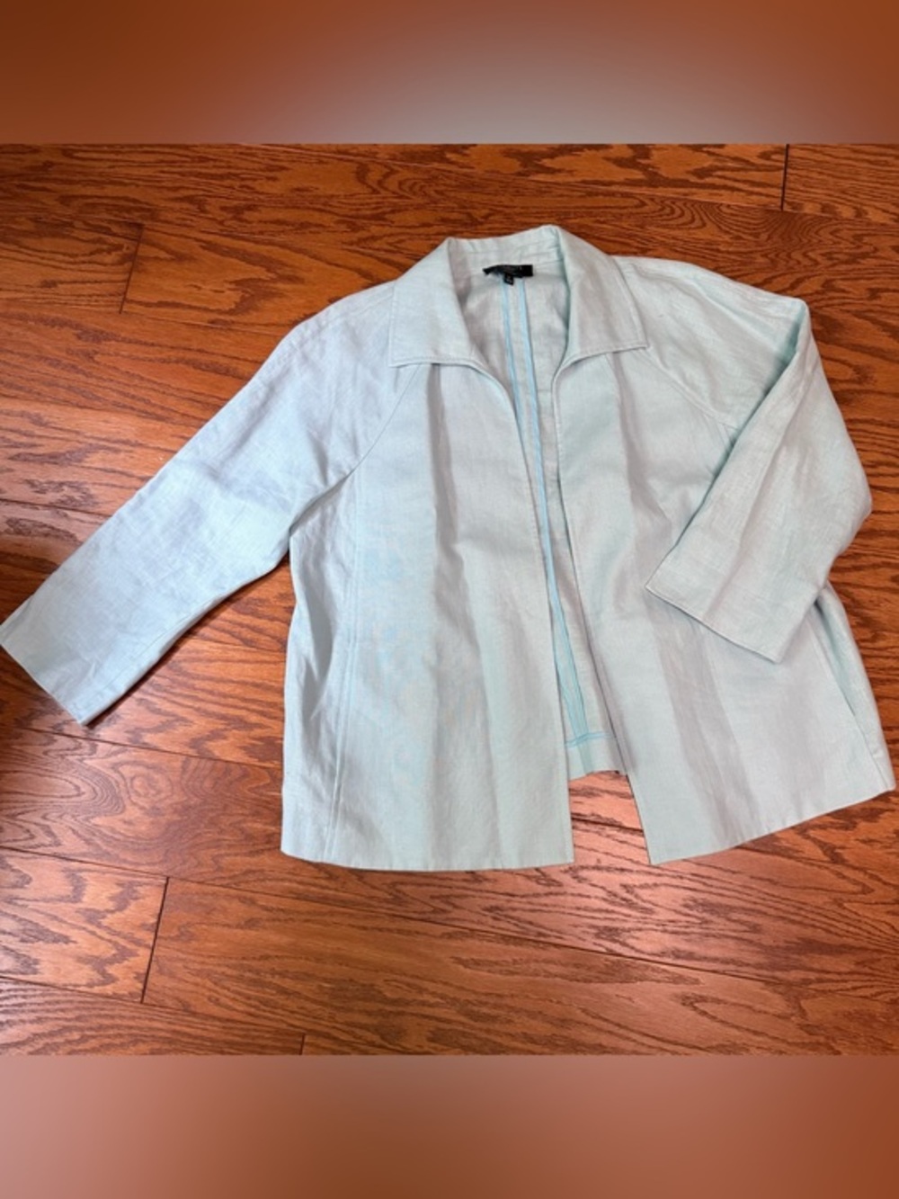 Talbots Light Blue Pure Irish Linen Open Front Jacket, size 1X